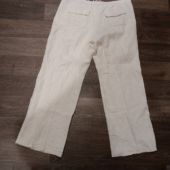 GAP Women  Light Tan Cargo Pants 100% Linen - Picture 6 of 7